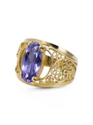 Pierścionek Styl Vintage Aleksandryt 14k żółte złoto vrc057y